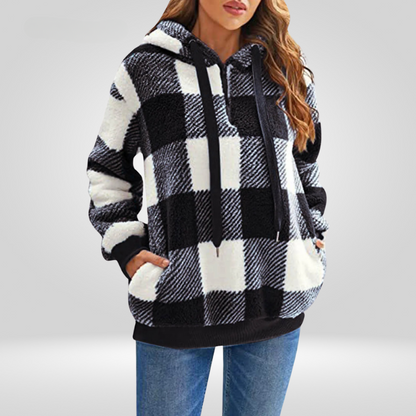 Women's Hooded Plaid Sweaters