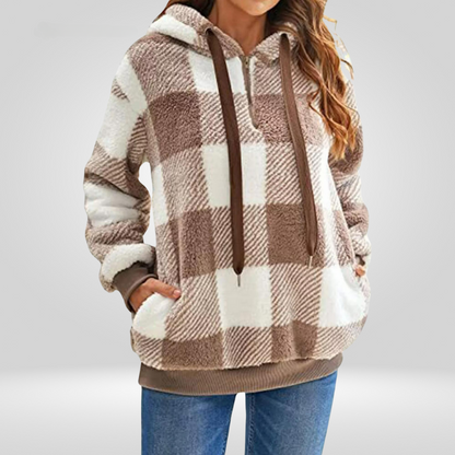 Women's Hooded Plaid Sweaters