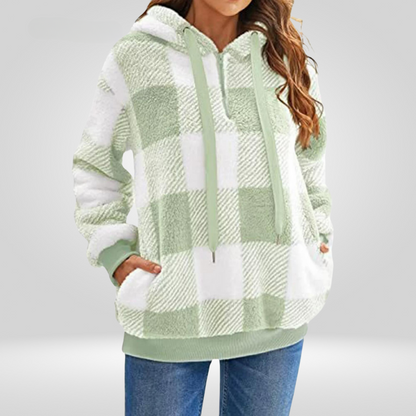 Women's Hooded Plaid Sweaters