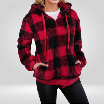Women's Hooded Plaid Sweaters