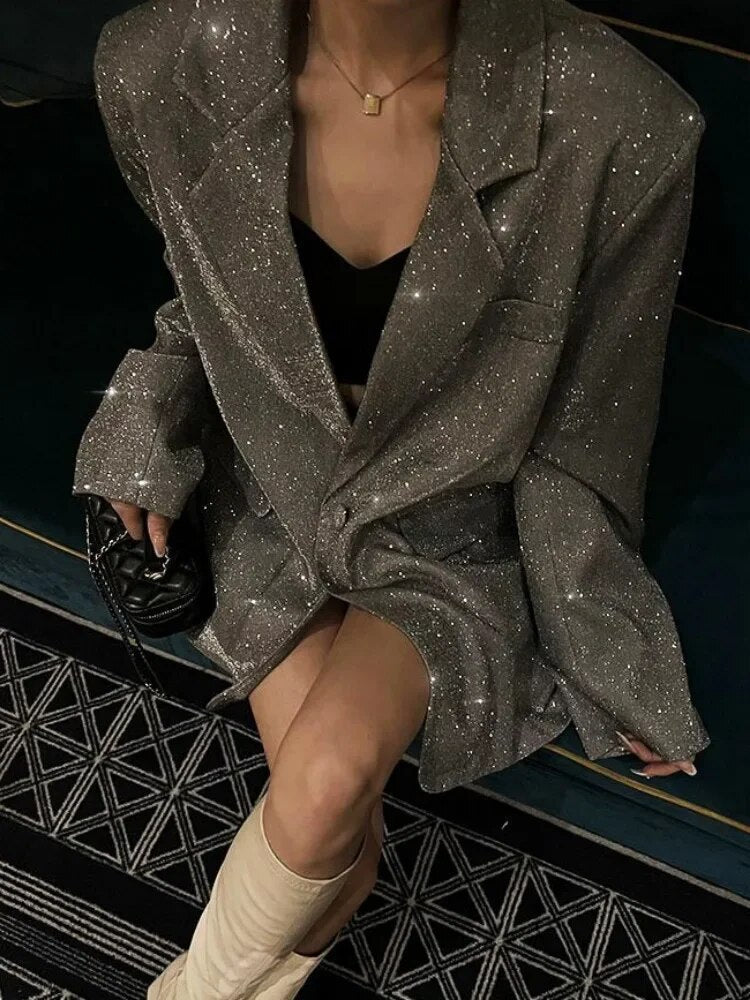 Sparkly Sequin Blazer Evening Dress