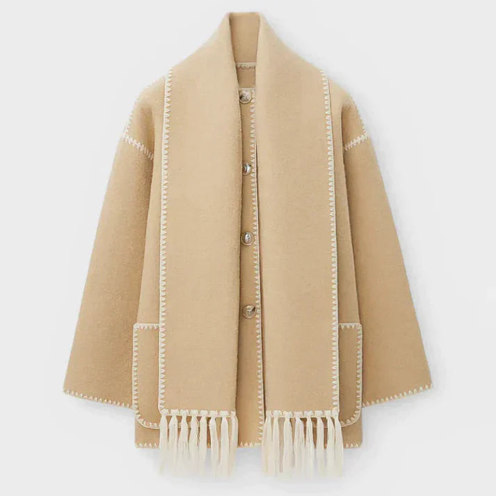 Women's Elegant Wool Blend Scarf Jacket