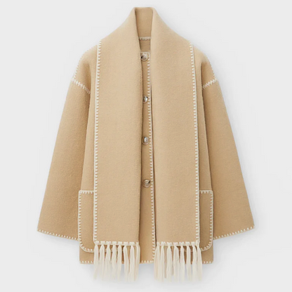 Women's Oversized Wool Coat with Shawl Collar