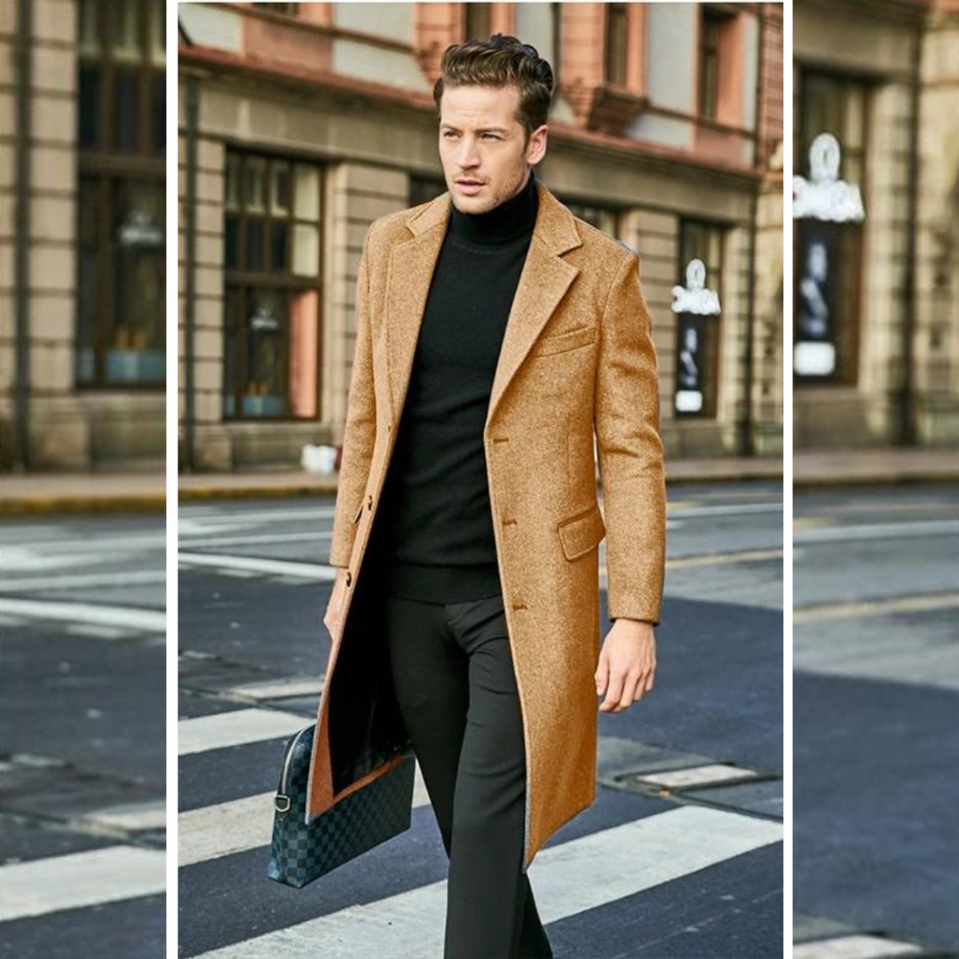 Men's Long Wool Elegant Trench Coat