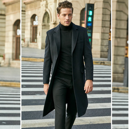 Men's Long Wool Elegant Trench Coat