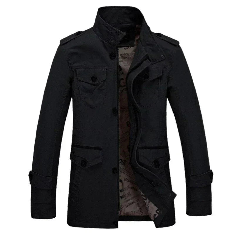 Herren Trenchcoat Slim Fit Reißverschluss - IdealeKleiden
