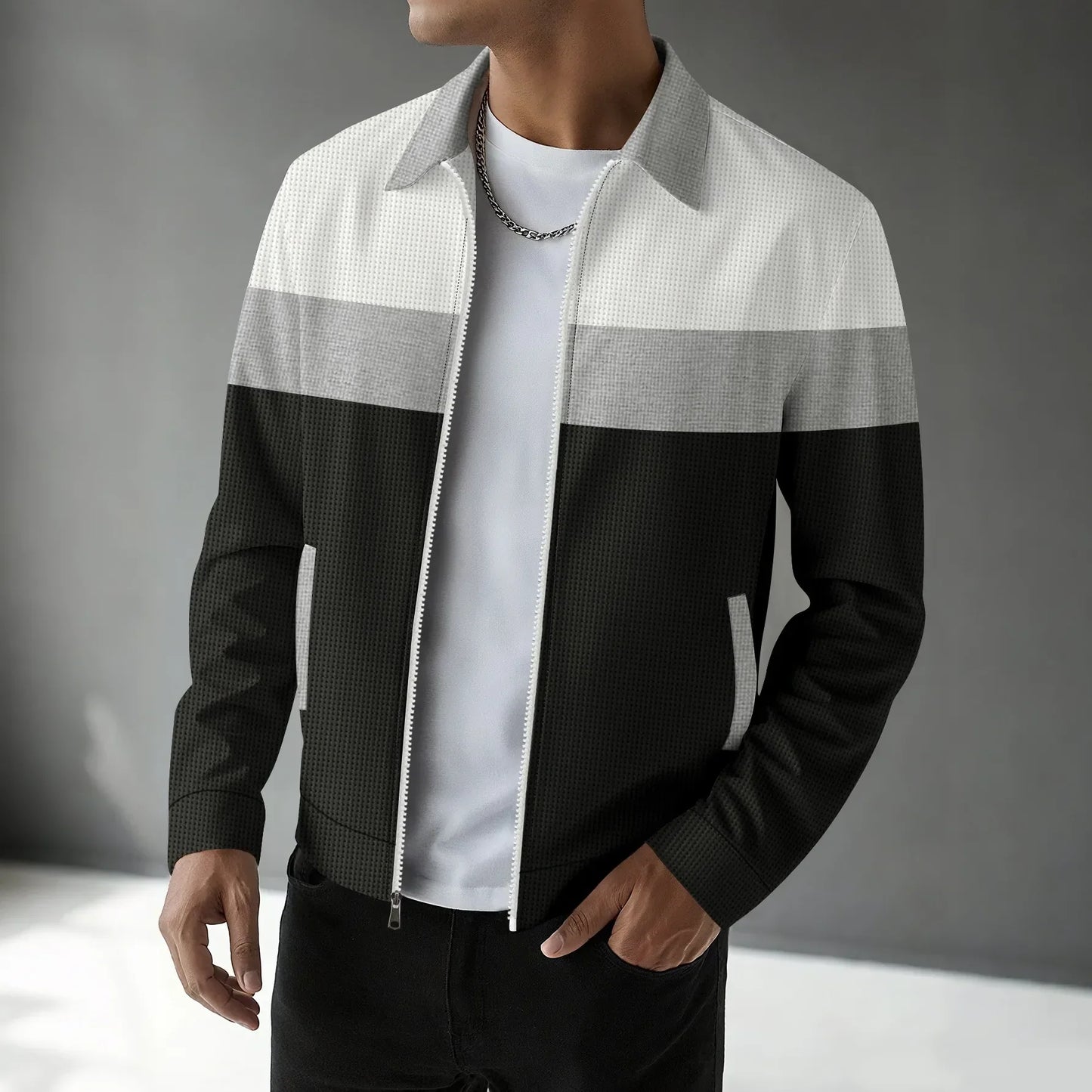 Men's Waffle Knit Cardigan Trendy