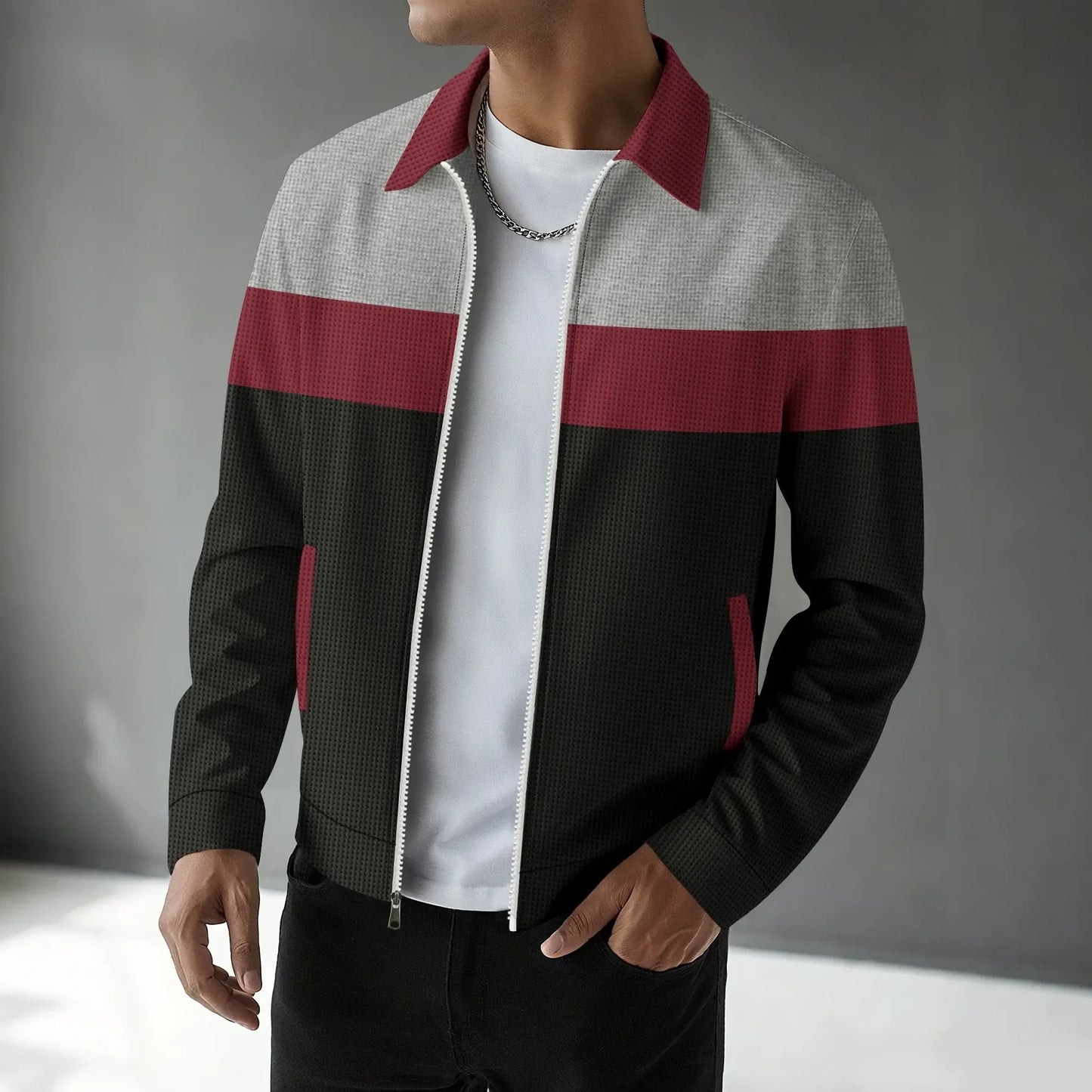Men's Waffle Knit Cardigan Trendy