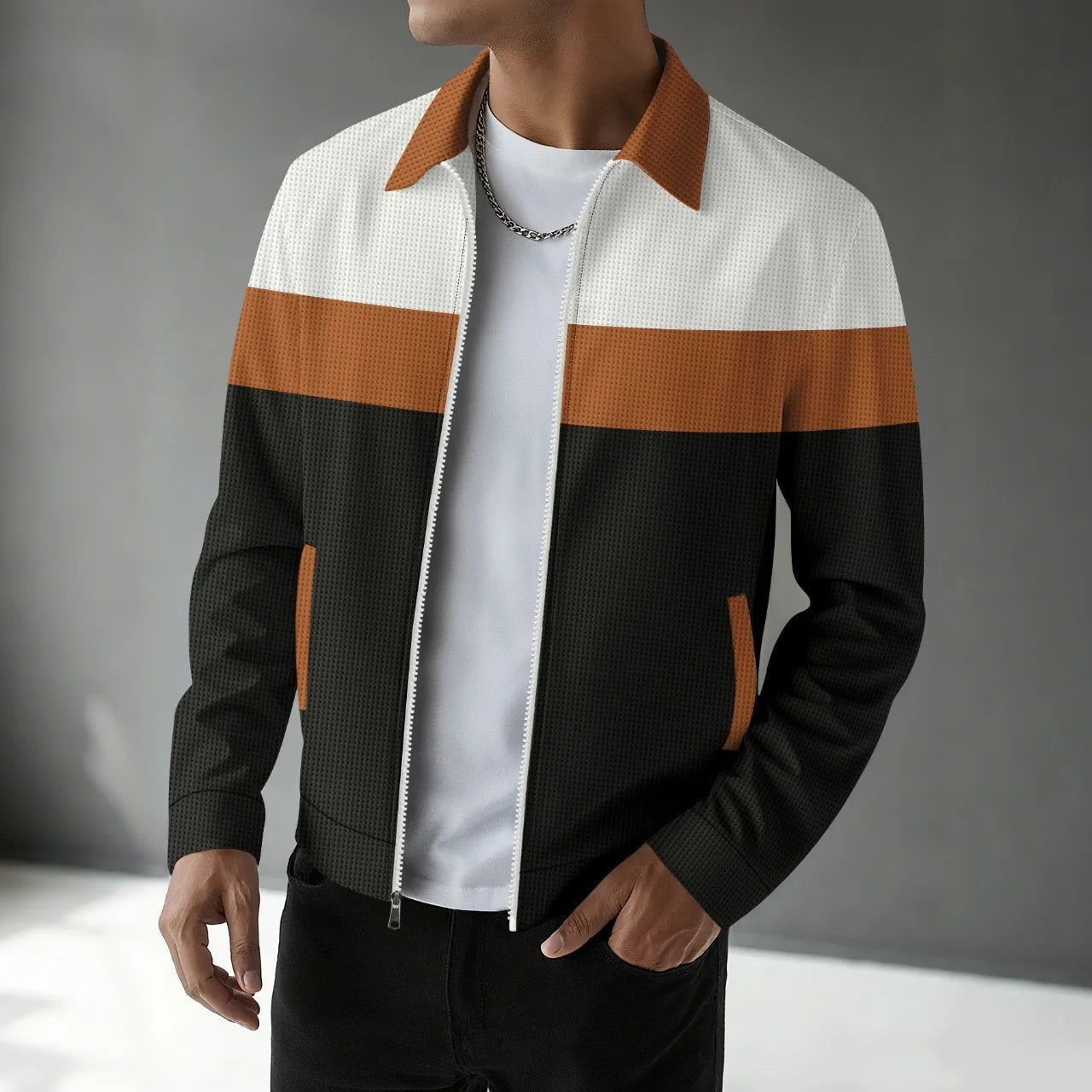 Men's Waffle Knit Cardigan Trendy