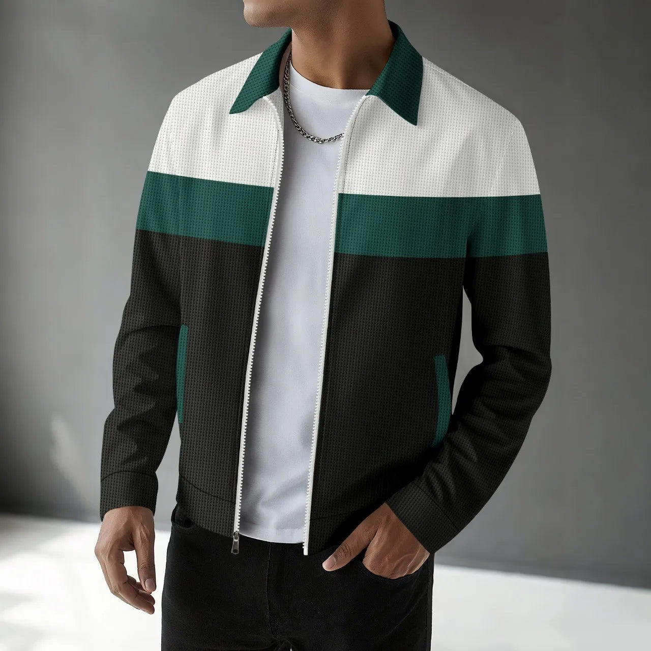 Men's Waffle Knit Cardigan Trendy