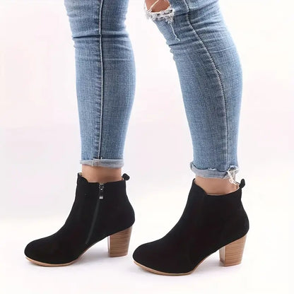 Damen Stiefeletten Hoch Hacken Seitenreißverschluss