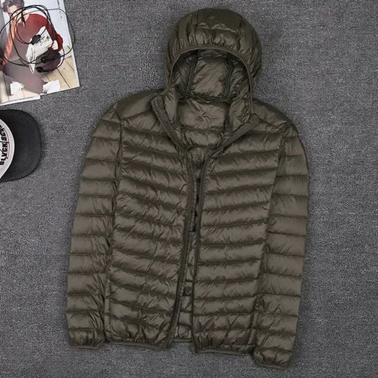 Leichtes Daunenparka Winter Männer Jacke Kapuze