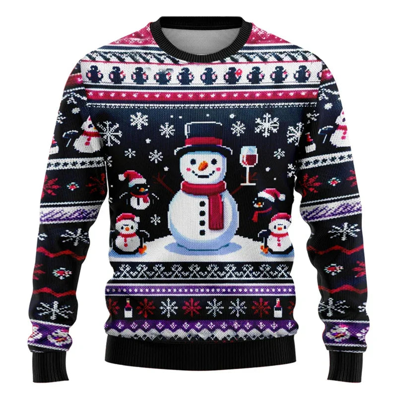 Christmas Jumper Unisex 3D Snowman Design Comfortable