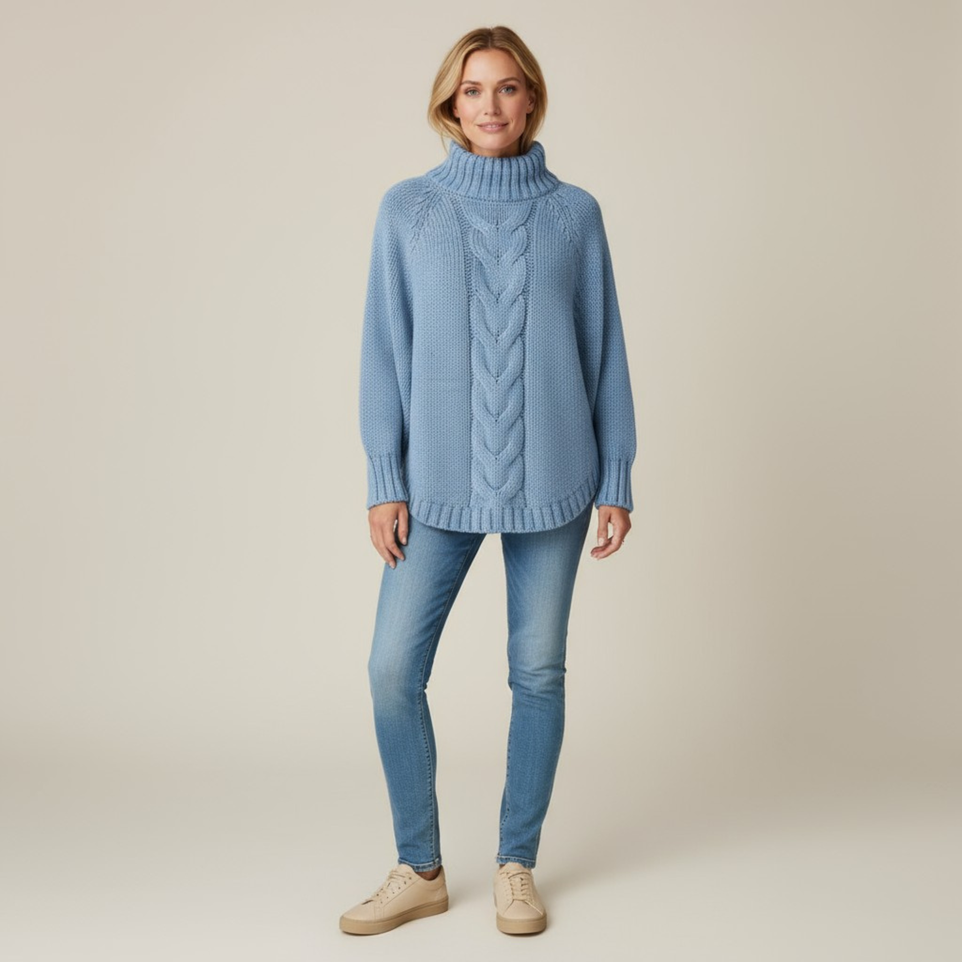 Damen Strickpullover Winterwarm Rollkragen - IdealeKleiden