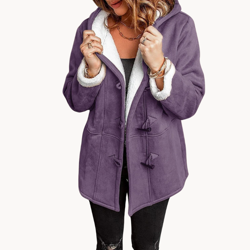Warme Fleece-Damenjacke Kuschelig Kapuze