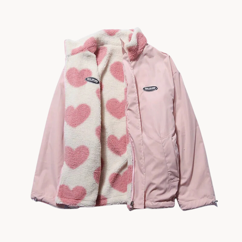 Frauenjacke Herz Muster Romantisch Damen - IdealeKleiden