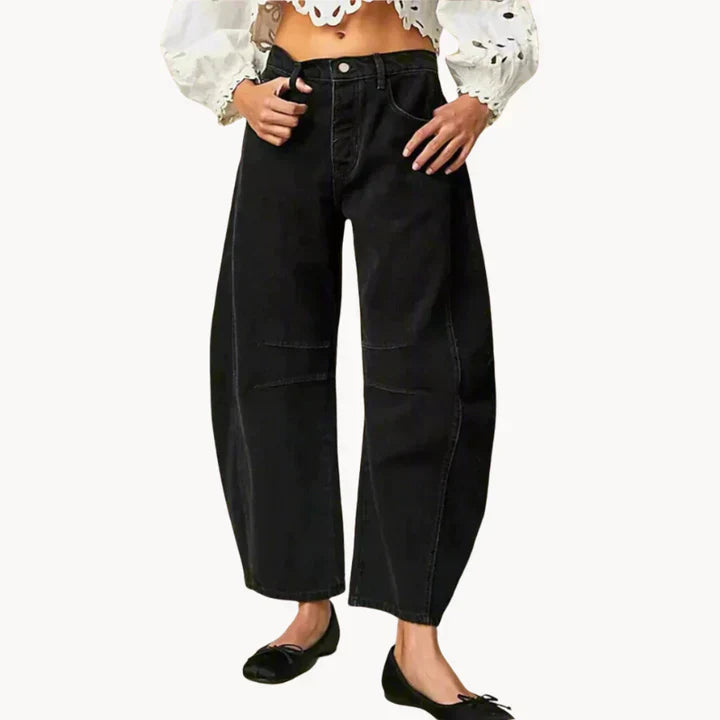 Retro Damen Hose mit Kniestreifen Detail - IdealeKleiden