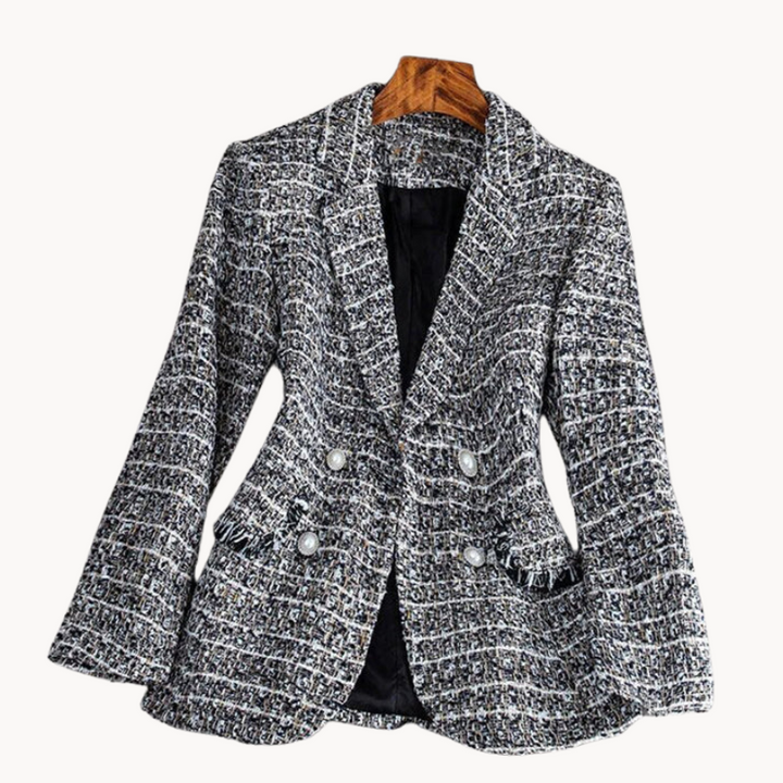 Eleganter Damen Blazer Tweed Stil - IdealeKleiden