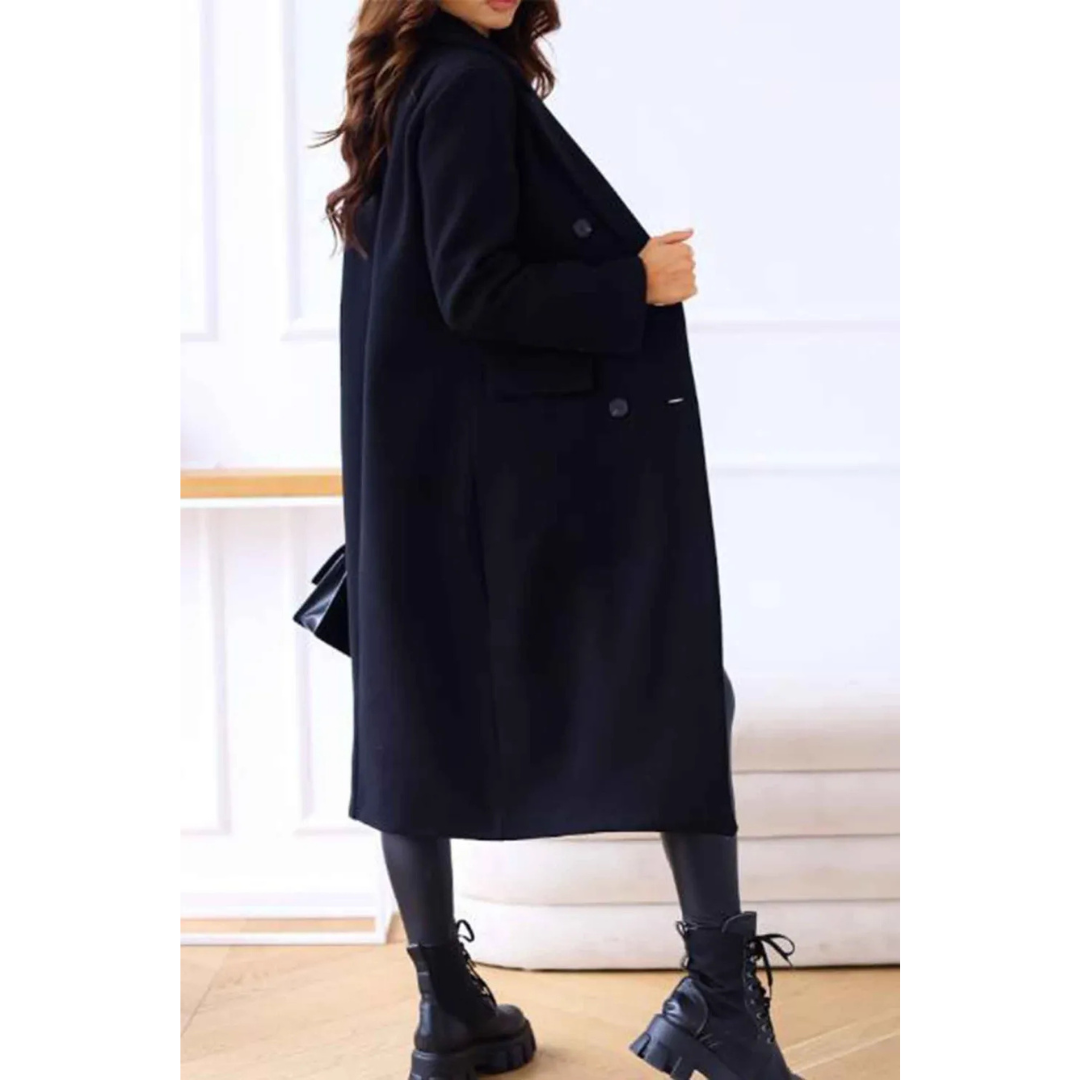 Long Wool Coat Plus Size Double-Breasted Classic
