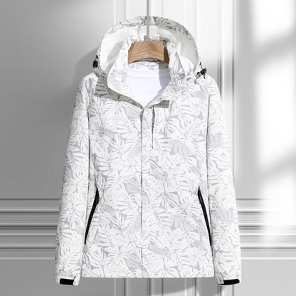 Women's Winter Jacket Hood Floral Print