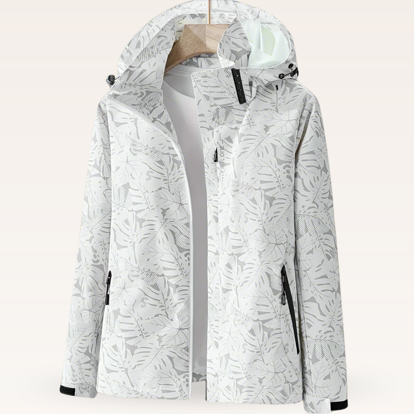 Damen Outdoorjacke Wasserfest Blättermuster - IdealeKleiden