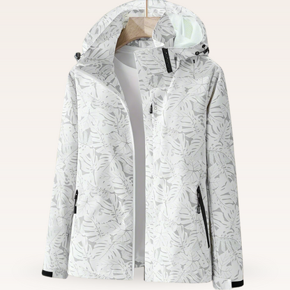 Damen Outdoorjacke Wasserfest Blättermuster - IdealeKleiden