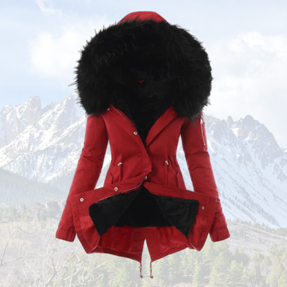 Women's Warm Winter Jacket - Insulated Down Jacket with Faux Fur Hood