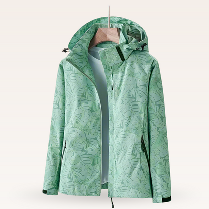 Women's Waterproof Outdoor Jacket Leaf Pattern