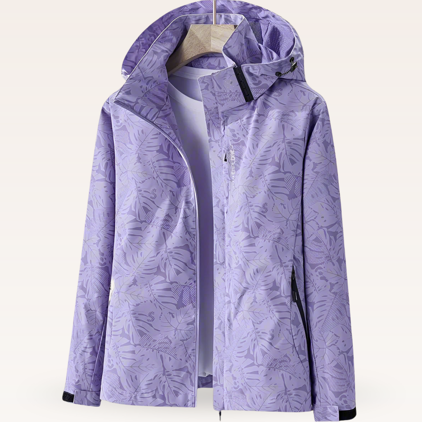 Women's Waterproof Outdoor Jacket Leaf Pattern