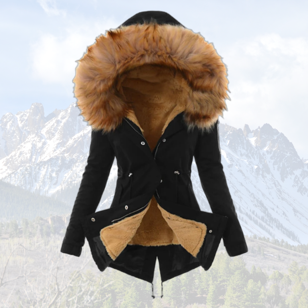 Women's Warm Winter Jacket - Insulated Down Jacket with Faux Fur Hood
