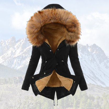 Women's Warm Winter Jacket - Insulated Down Jacket with Faux Fur Hood