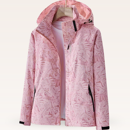 Women's Waterproof Outdoor Jacket Leaf Pattern