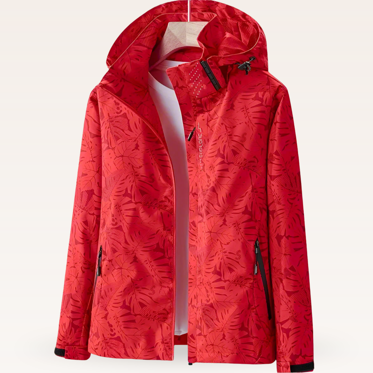 Women's Waterproof Outdoor Jacket Leaf Pattern