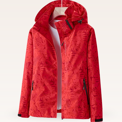 Women's Waterproof Outdoor Jacket Leaf Pattern