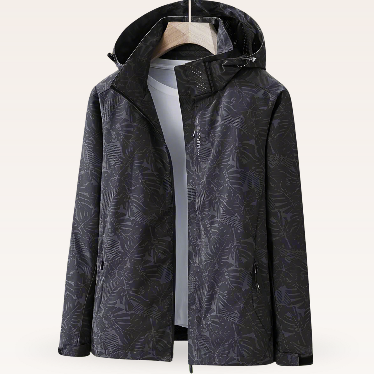 Women's Waterproof Outdoor Jacket Leaf Pattern
