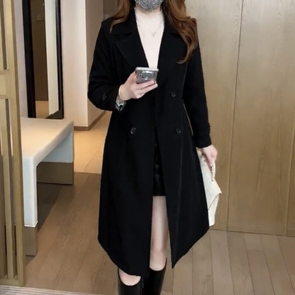 Trenchcoat Damen Wollmix Klassisch Knie-lang - IdealeKleiden