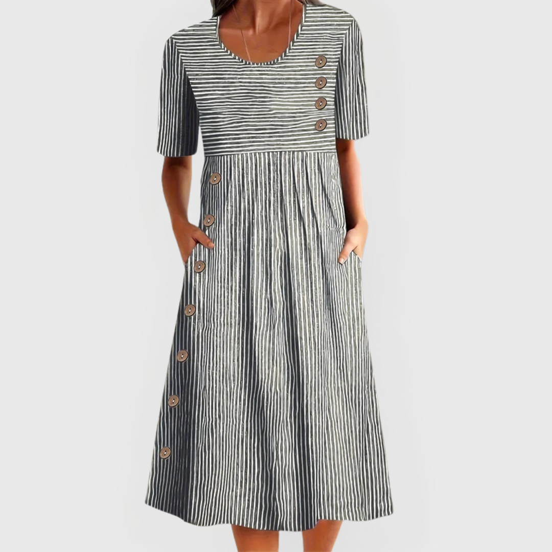 Women's Midi Dress Striped Cotton Summer Dress