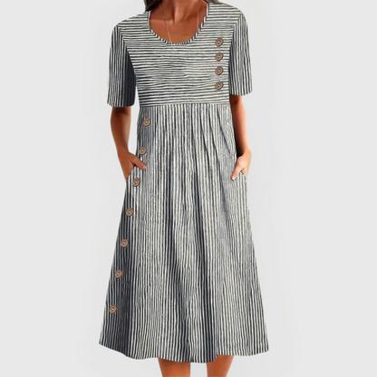 Women's Midi Dress Striped Cotton Summer Dress