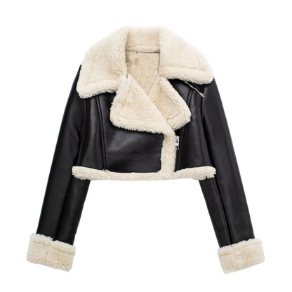 Elegant Women's Warm Leather Jacket