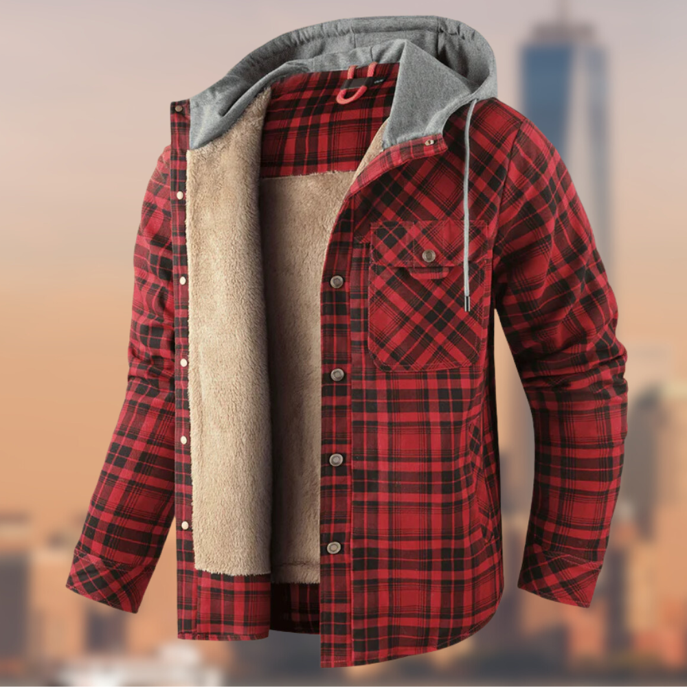 Herren Winterjacke Karo Muster Warm - IdealeKleiden