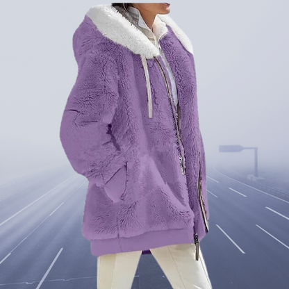 Women's Faux Fur Jacket Warm Hooded Zipper