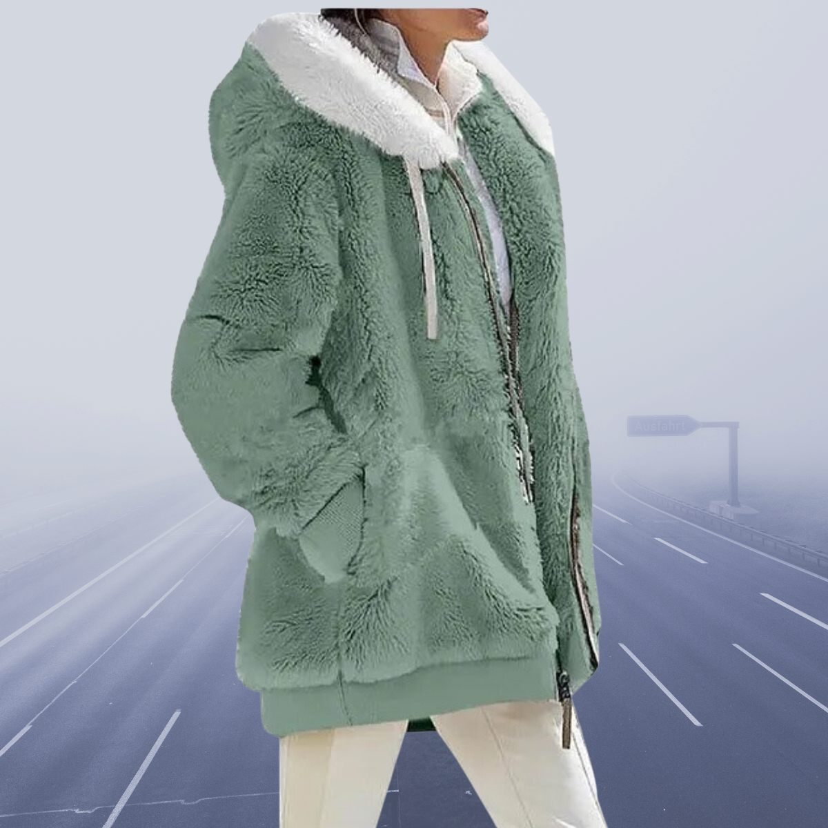 Women's Faux Fur Jacket Warm Hooded Zipper