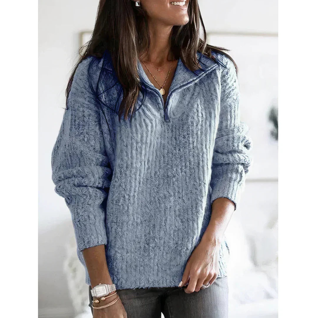 Women's Winter Pullover Cuddly Warm Half-Zip