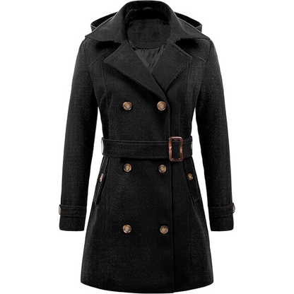 Warm winter dress | Quilted trench coat with hood