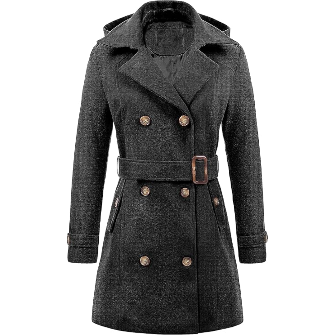Warm winter dress | Quilted trench coat with hood