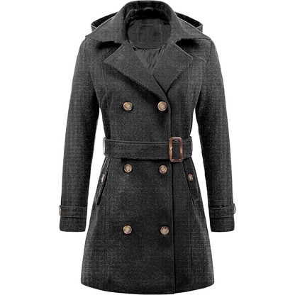 Warm winter dress | Quilted trench coat with hood