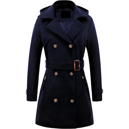 Warm winter dress | Quilted trench coat with hood