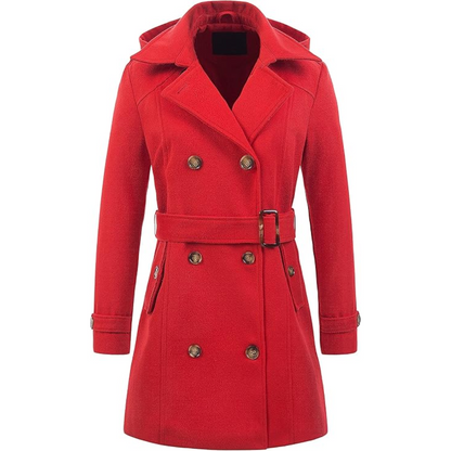 Warm winter dress | Quilted trench coat with hood