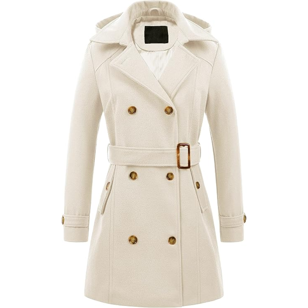 Warm winter dress | Quilted trench coat with hood