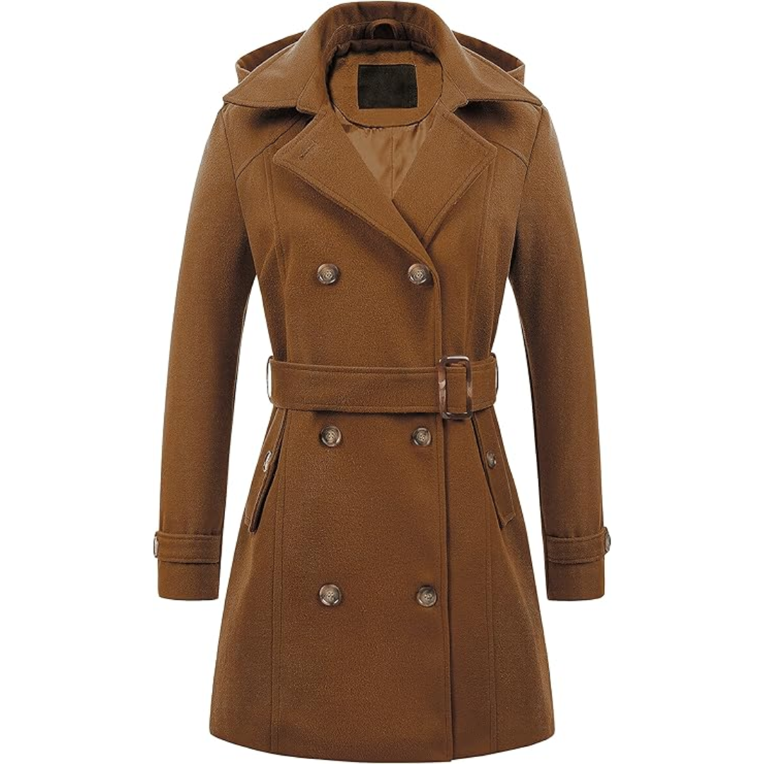 Warm winter dress | Quilted trench coat with hood